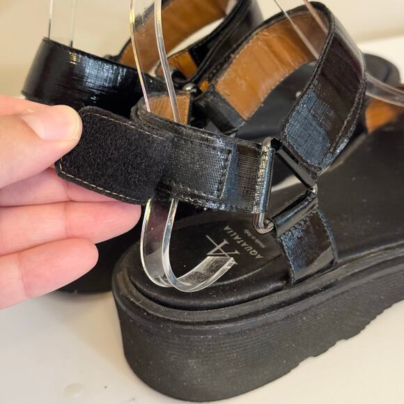 Aquatalia Wedge Leather Upper Sandals for Women for sale | eBay Aquatalia Sandals Womens 9 Black Platform Wedge Minimalist Travel Casual ITALY